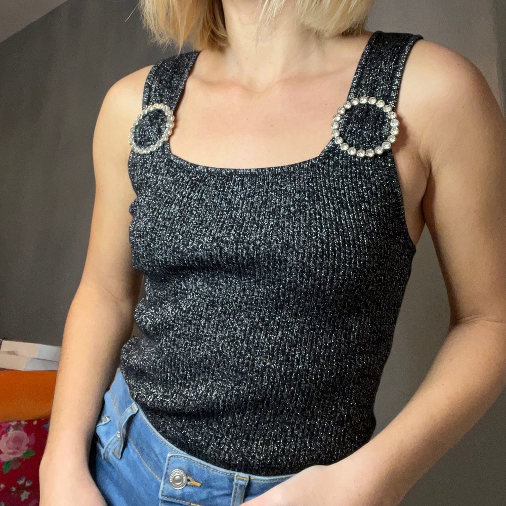 Black Knit Tank with Jewels NWOT from Nordstrom